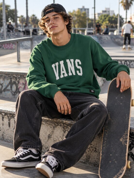 Vans Other - Vans Varsity Pullover Crew Neck Sweatshirt Green